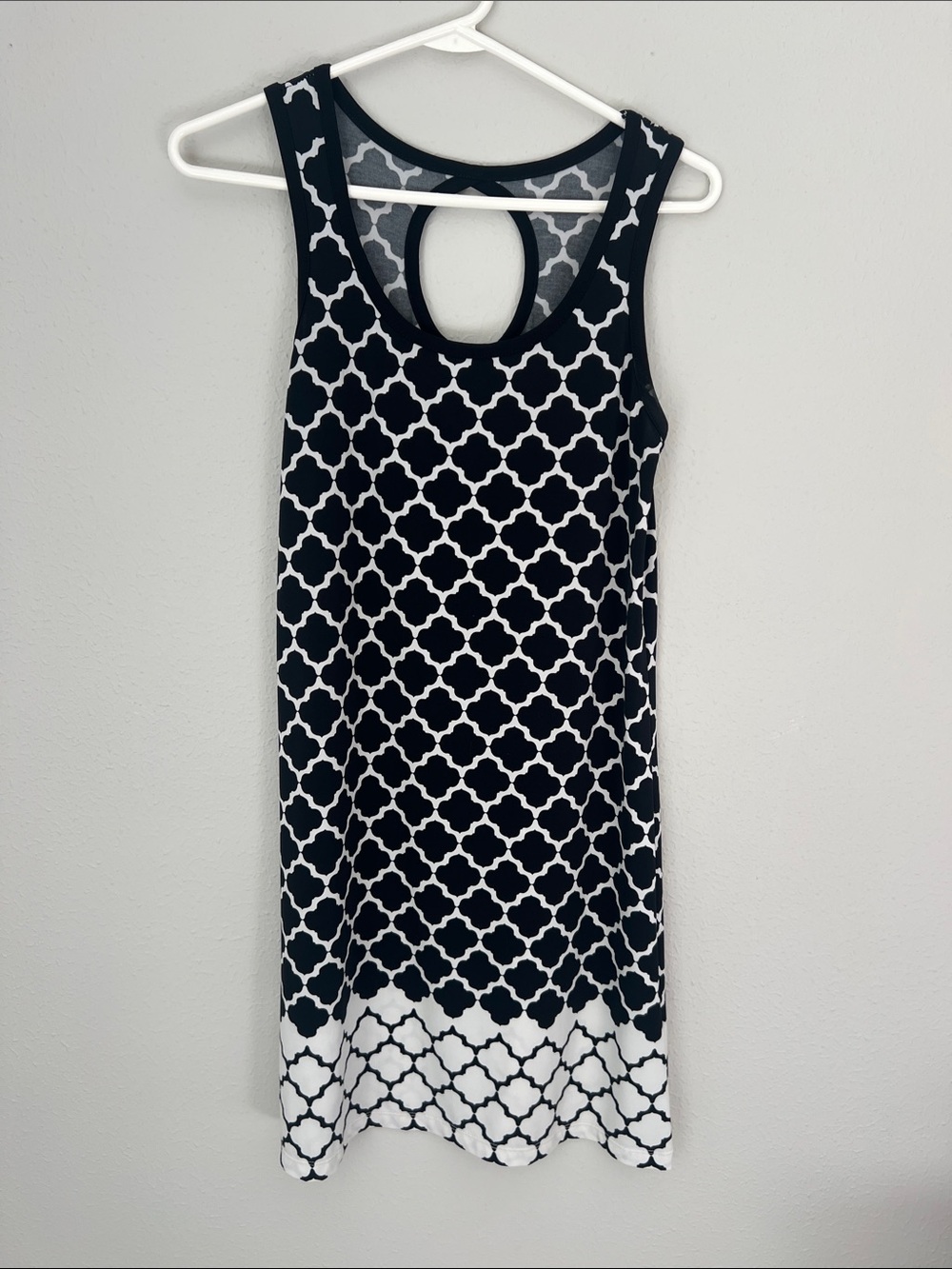 Max Studio Black and White Geometric Tank Dress